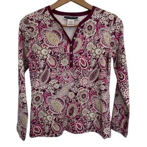 Karen Scott Paisley Print Long Sleeve Top size small